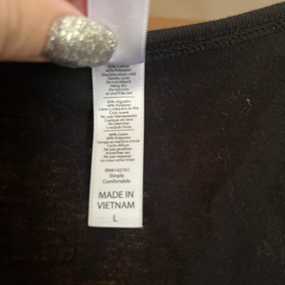 Lularoe Black Long Sleeve Blouse Topo Queen of Hearts Large Alice in Wonderland - Picture 6 of 9